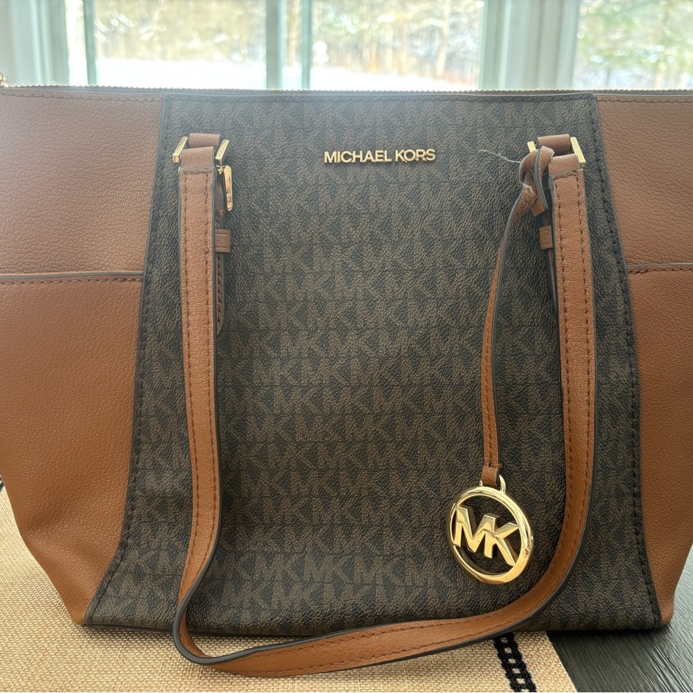 Michael Kors Tan and Black Tote Bag